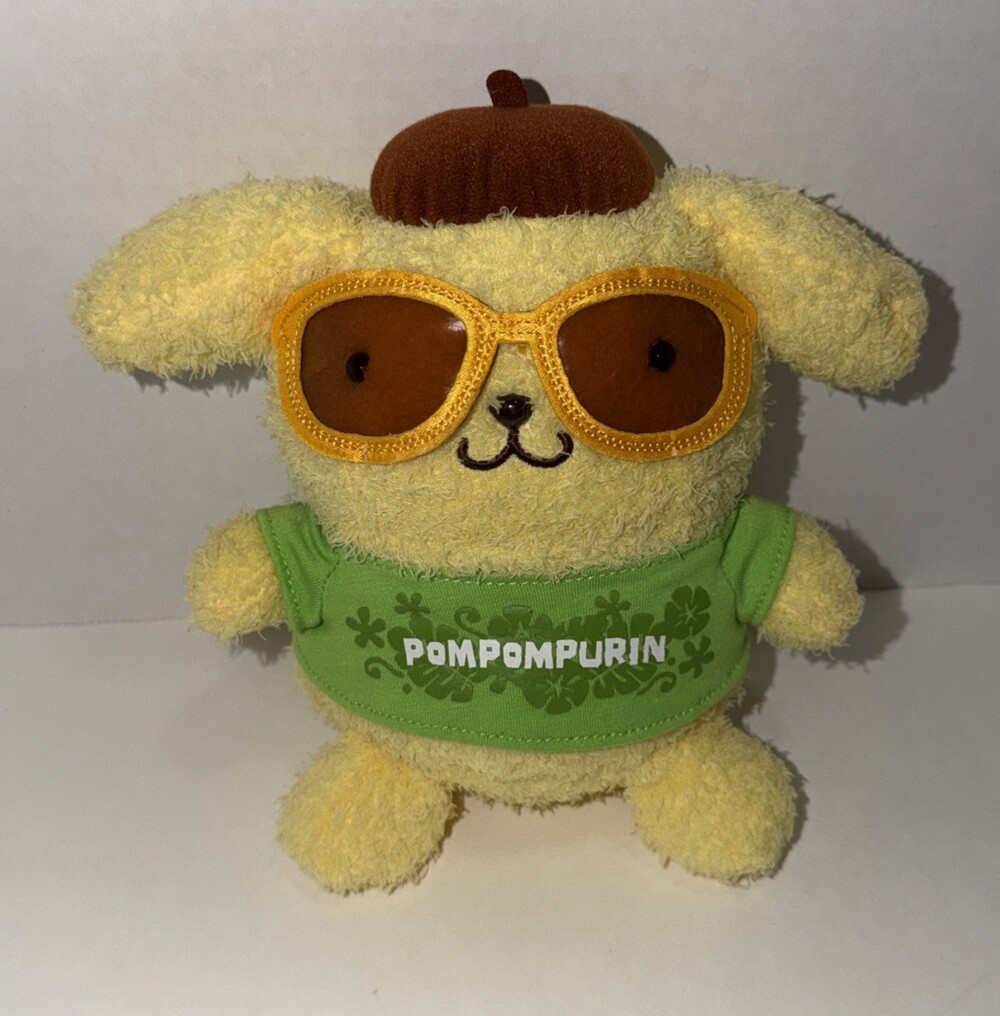 Rare Pompompurin 2015 7’’ Plush Sunglasses Hibiscus Summer Sanrio Original